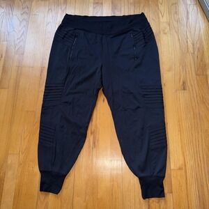 Athleta Venice Moto Jogger Pants‎ Womens 2X Black Zip Pockets Travel Gym Yoga